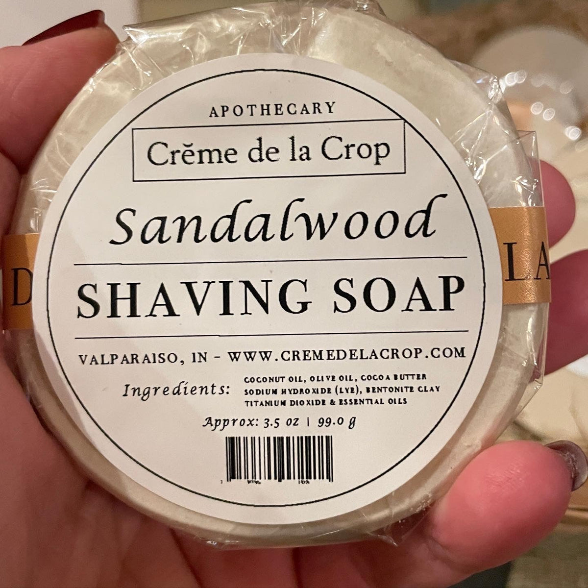 Creme de la Crop Sandalwood Shaving Soap Cocoa Butter Bentonite Clay