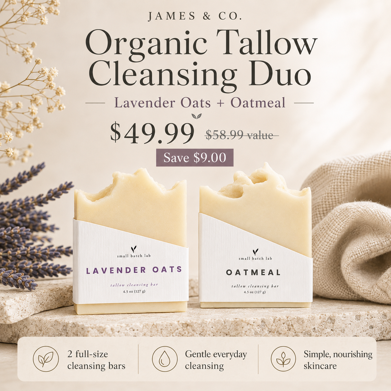 Organic Tallow Cleansing Duo (2 Bars)