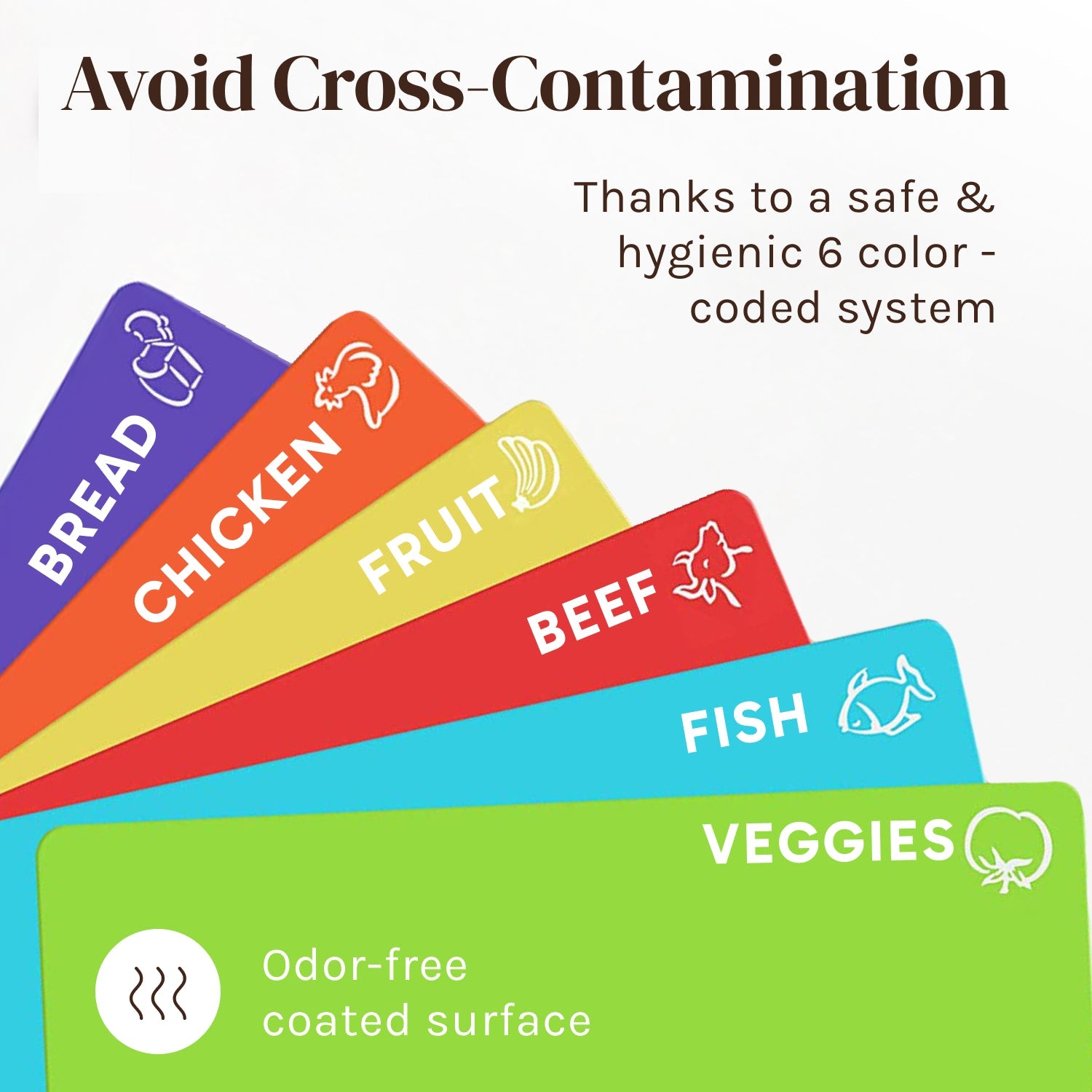 Flexible Cutting Board Mats with Food Icons