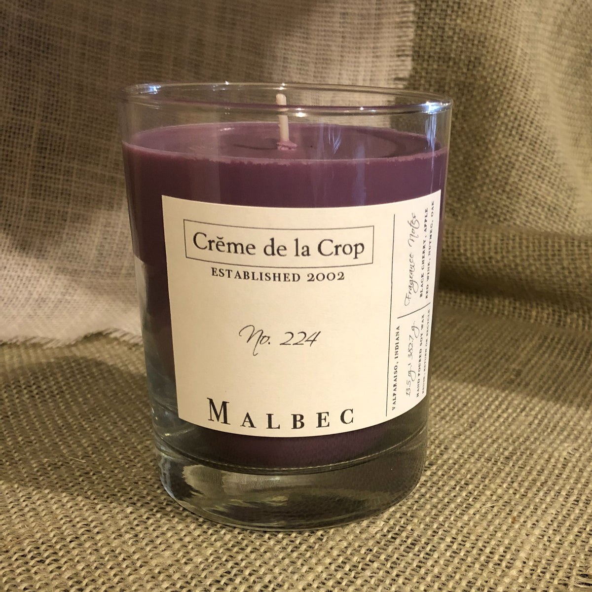 Creme de la Crop Malbec Red Wine Cherry Soy Candle 13.5 oz