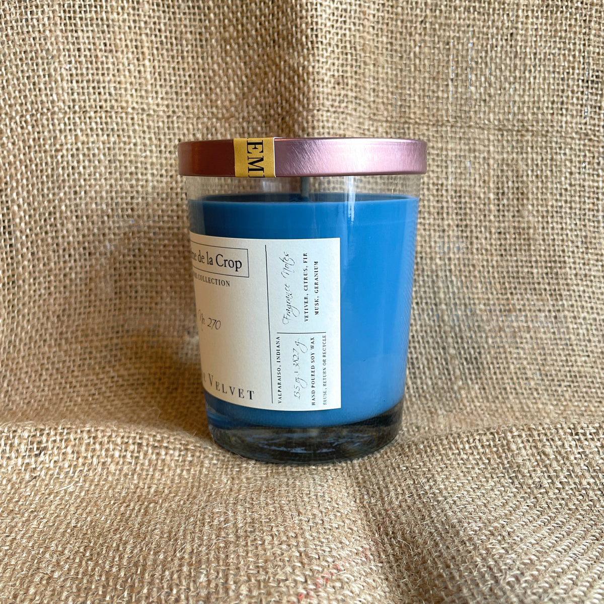 Creme de la Crop Blue Velvet Vetiver Musk Soy Candle 13.5 oz