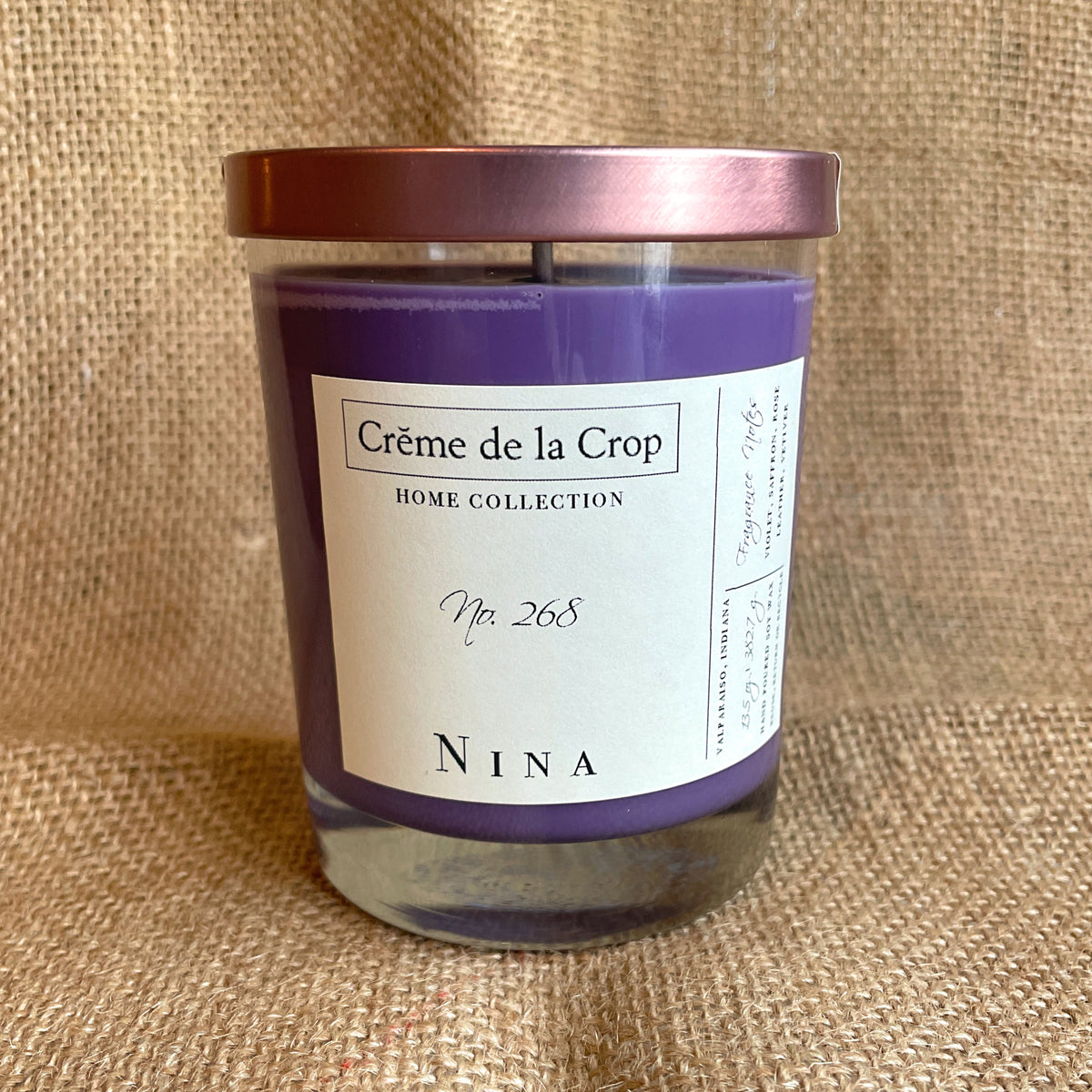 Creme de la Crop Nina Violet Leather Soy Candle 13.5 oz