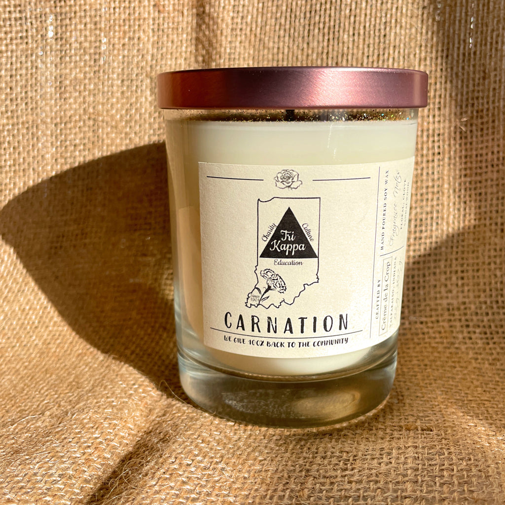 Creme de la Crop Tri Kappa Carnation Soy Candle 13.5 oz