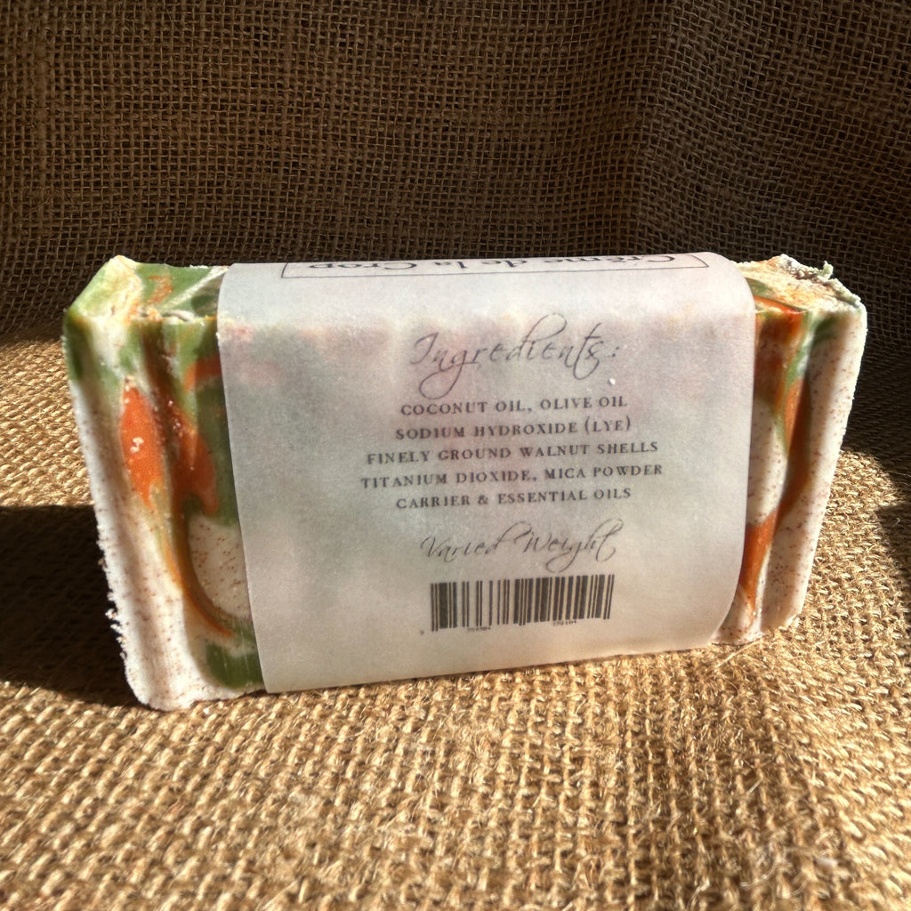 Creme de la Crop Patchouli Grove Exfoliating Soap Bar Orange Walnut