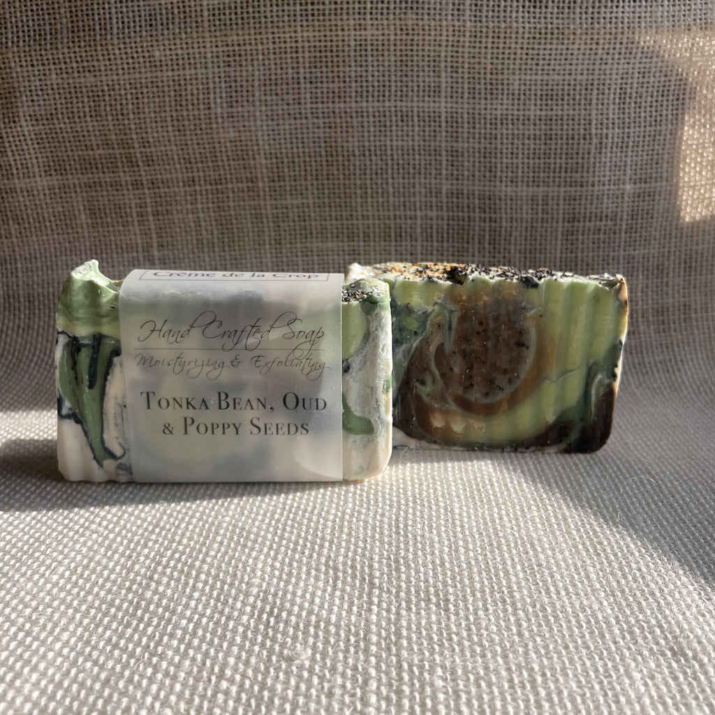 Creme de la Crop Tonka Bean Oud Exfoliating Soap Coffee Charcoal