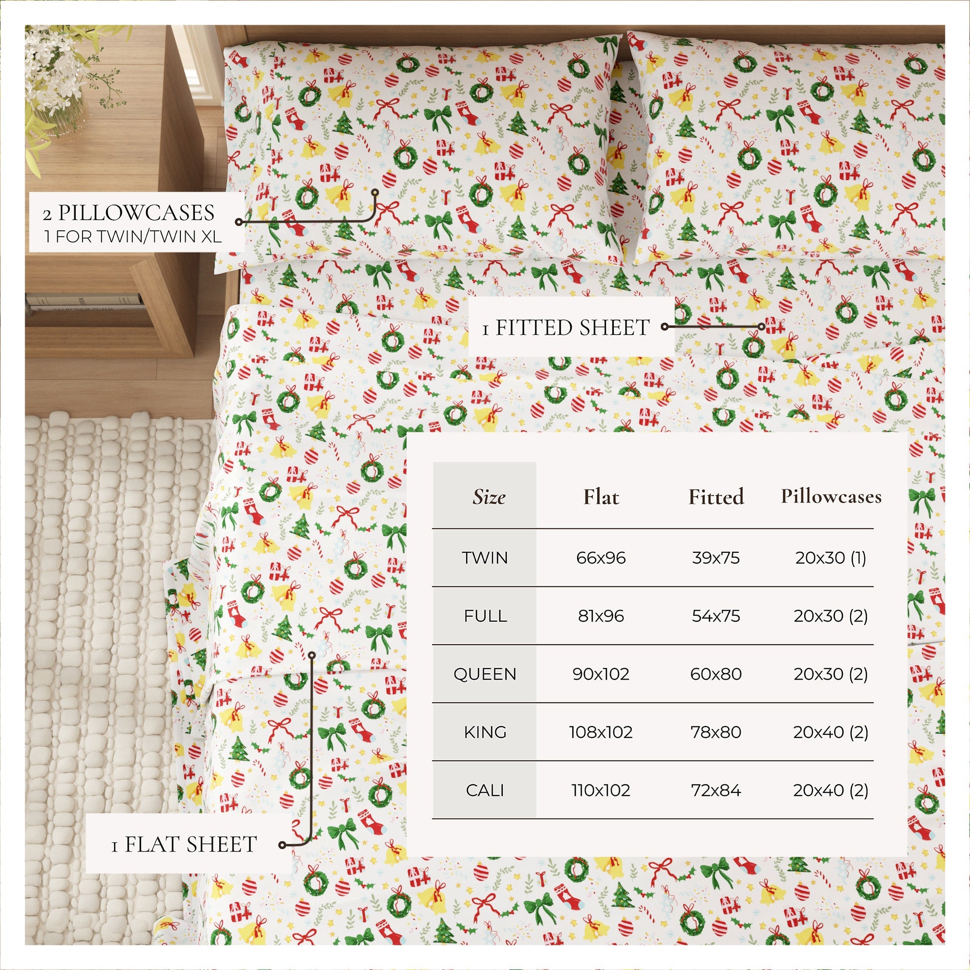 Turkish Cotton Christmas Flannel Sheet - Whittaker Collection