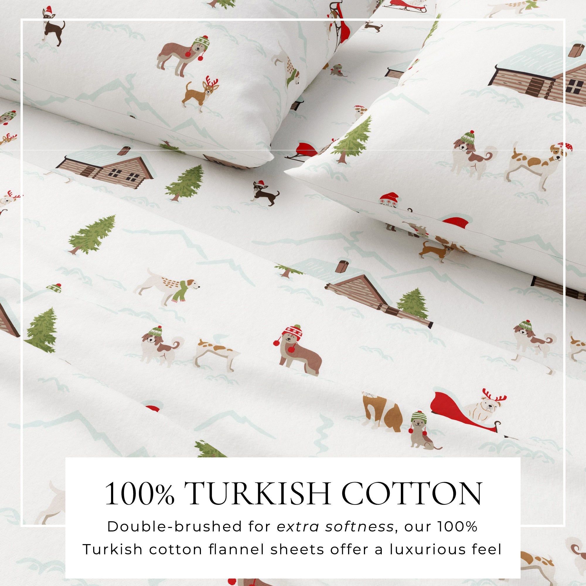 Turkish Cotton Christmas Flannel Sheet - Whittaker Collection